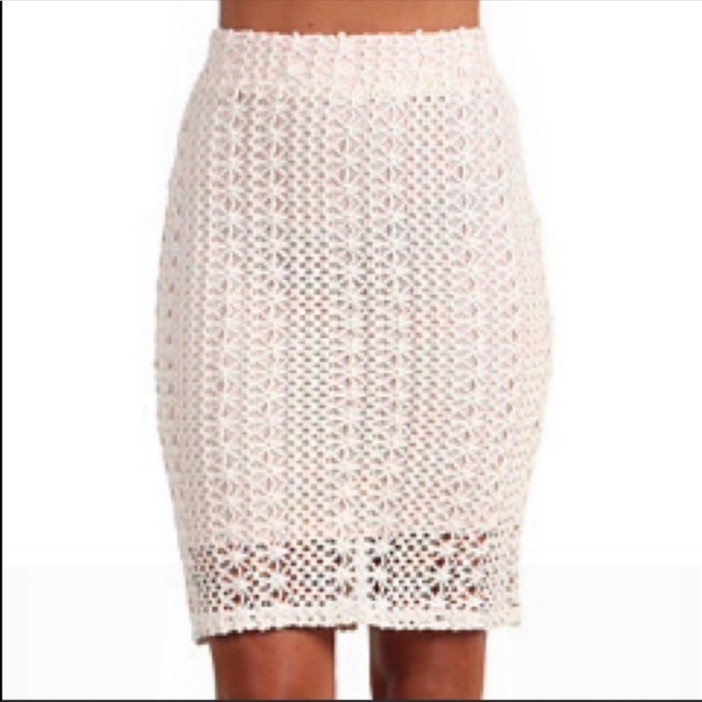 Free People Ivory Comb Pencil Skirt Size 4